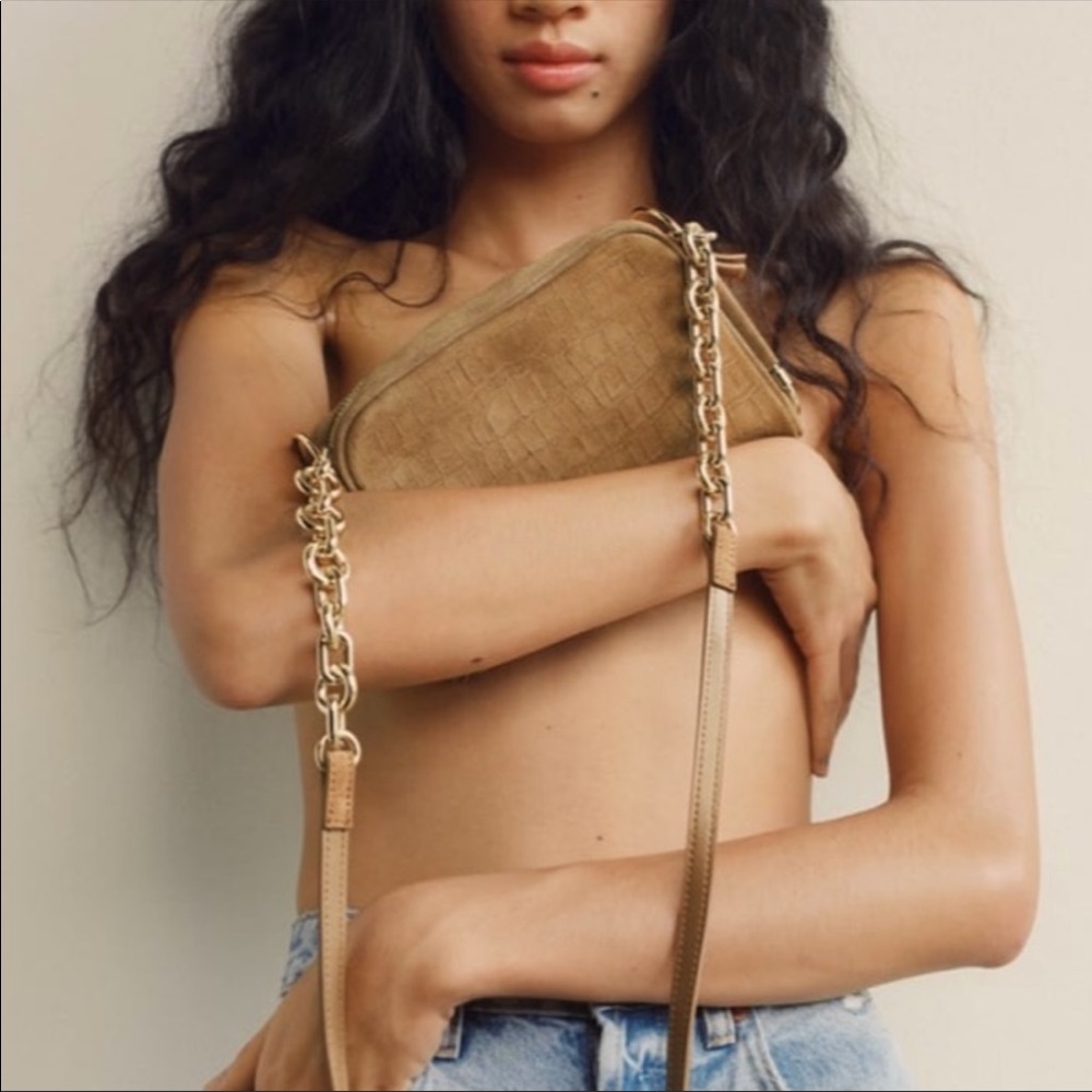 Zara Leather Crossbody Bag, Brown / Tan / Beige